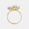 SOLD Bague de fiançailles Toi et Moi, poire et émeraude de culture de laboratoire