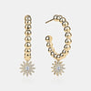 Boucles d'oreilles anneaux en perles avec diamants sunburst