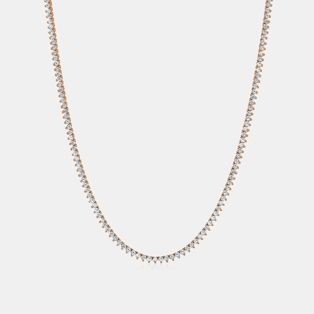 Three Prong Natural Diamond Tennis Necklace