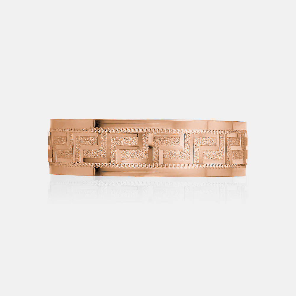 10K Flat Greek Symbol Milgrain Edge Wedding Band