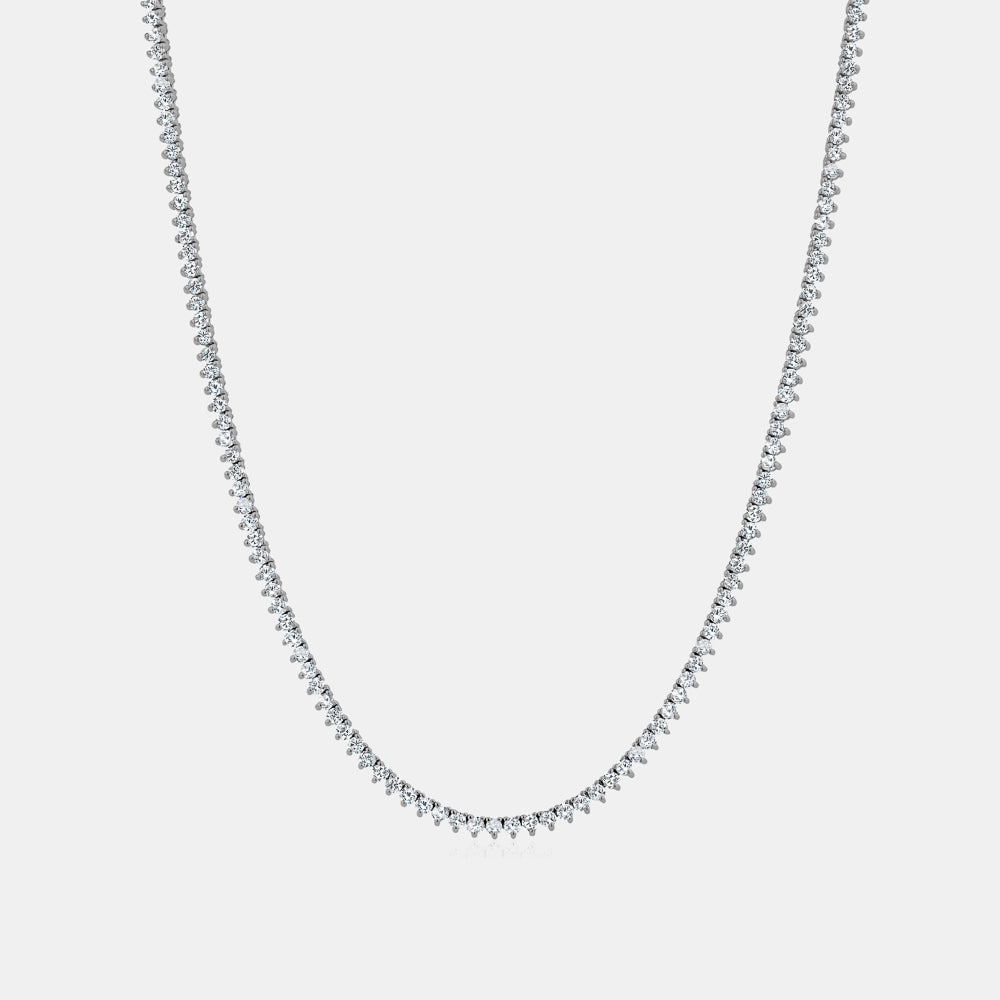 Three Prong Natural Diamond Tennis Necklace