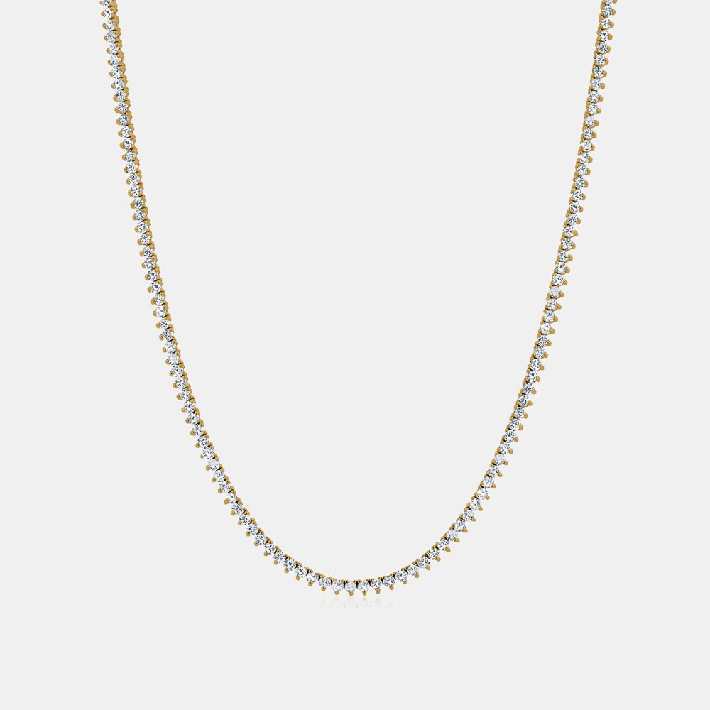 Three Prong Natural Diamond Tennis Necklace