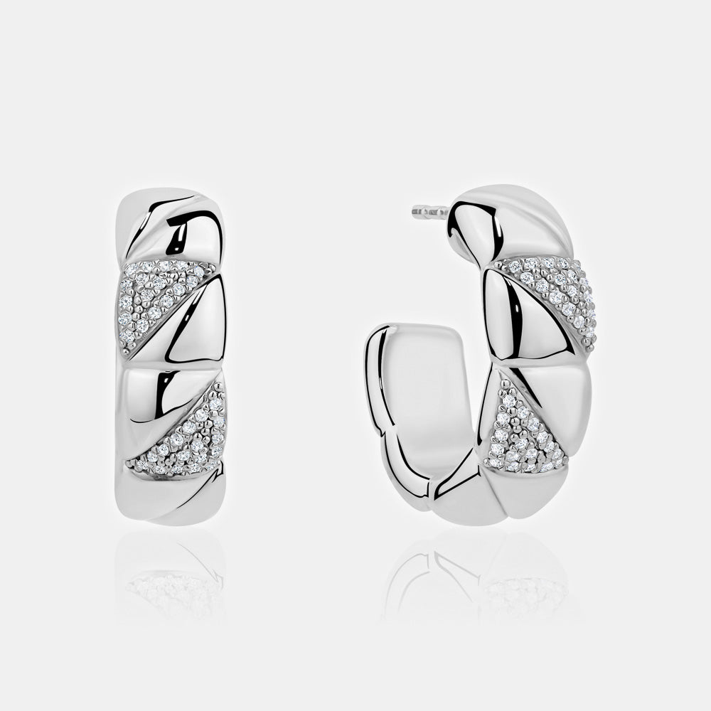 Half Gold Half Pavé Hoops