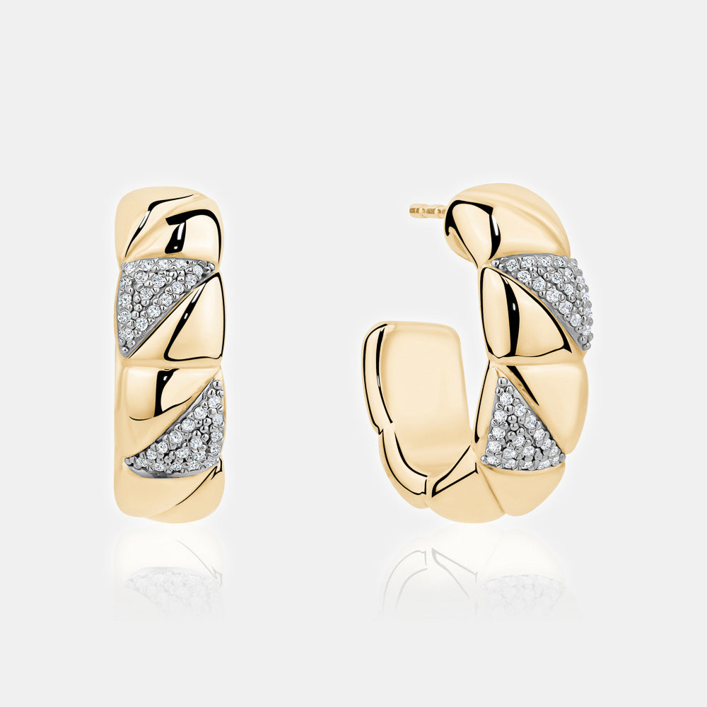 Half Gold Half Pavé Hoops