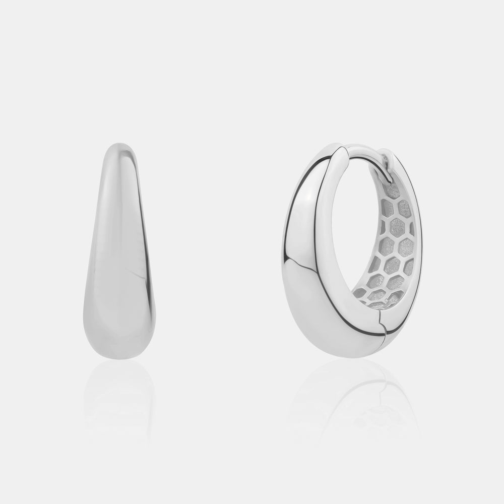 Dome Huggies - 10K White Gold