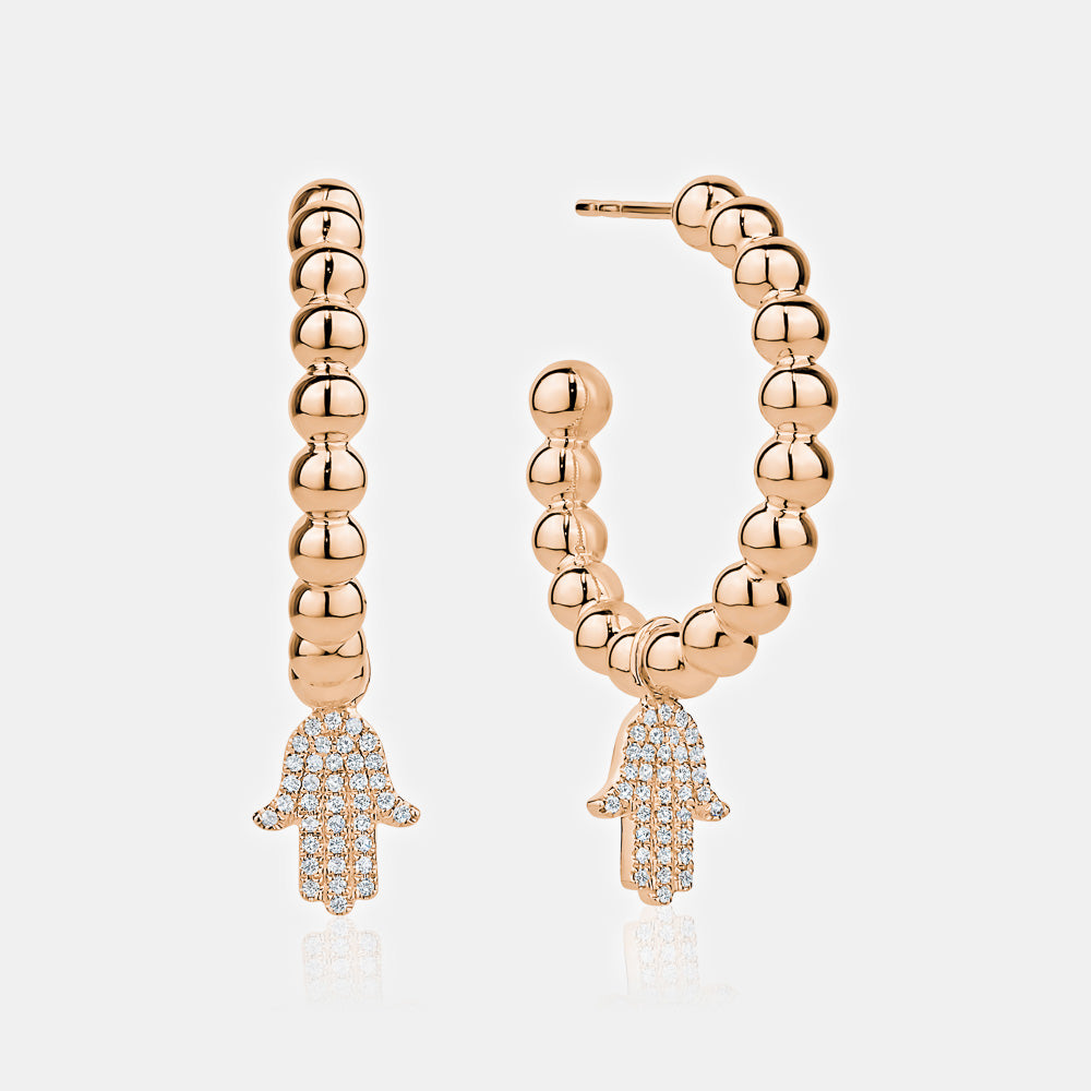 Diamond Hamsa Beaded Hoops
