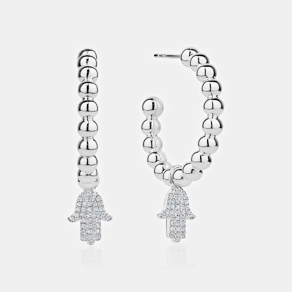 Diamond Hamsa Beaded Hoops