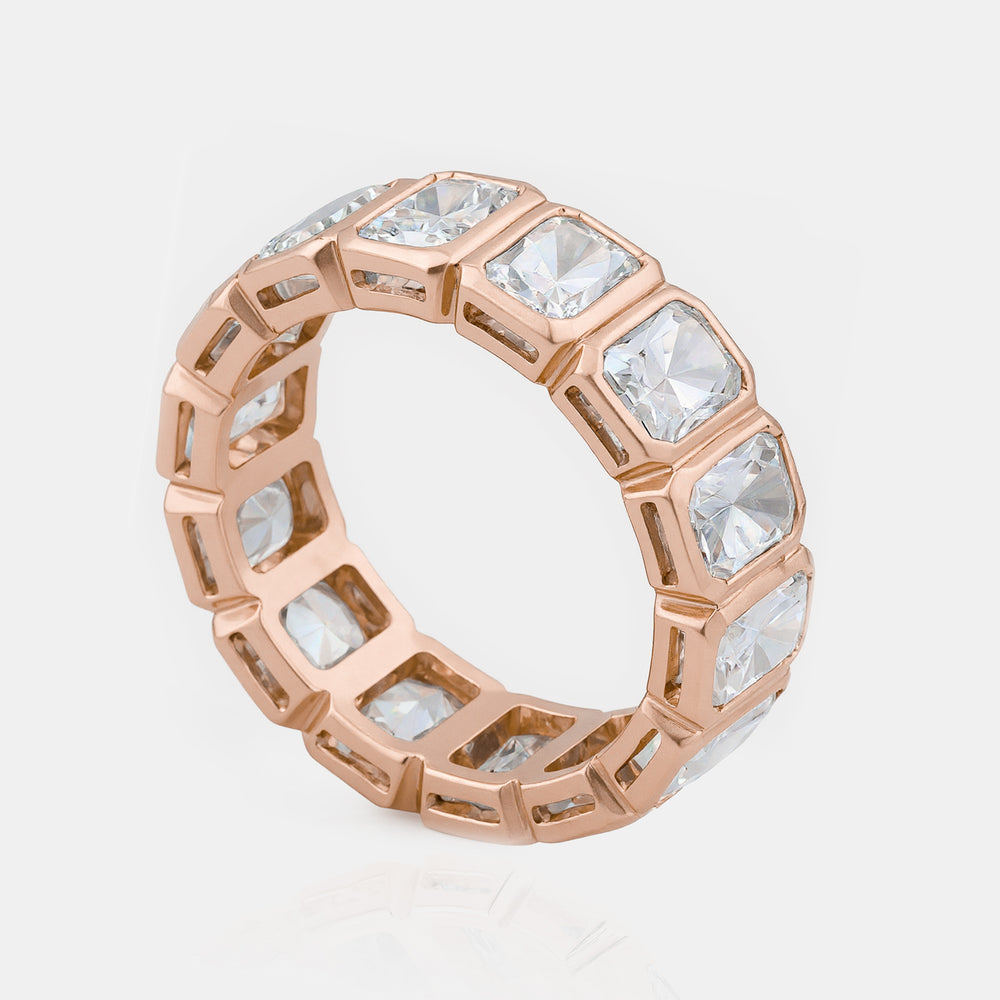 0.40ct Lab Grown Radiant Cut Bezel Eternity Ring - 14K Rose Gold