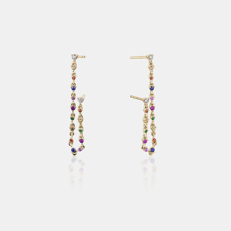 Boucles d'oreilles en chaîne arc-en-ciel