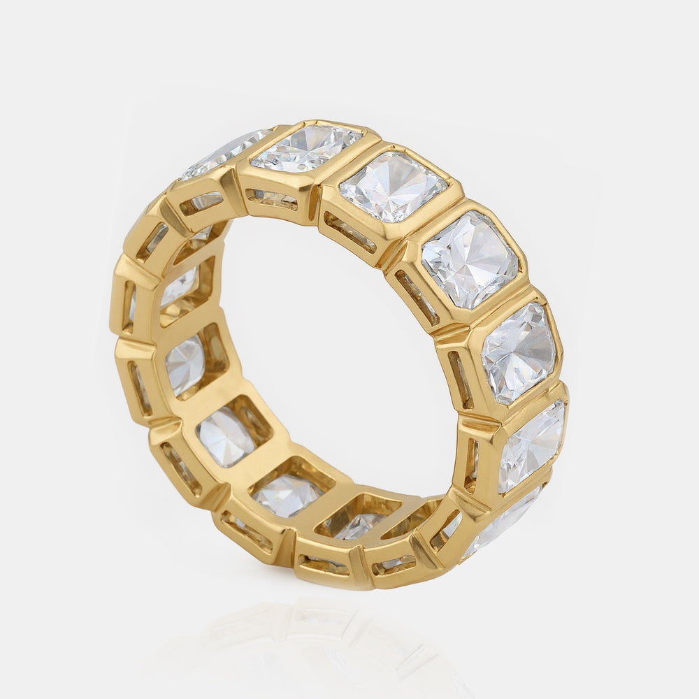 0.40ct Lab Grown Radiant Cut Bezel Eternity Ring - 14K Yellow Gold
