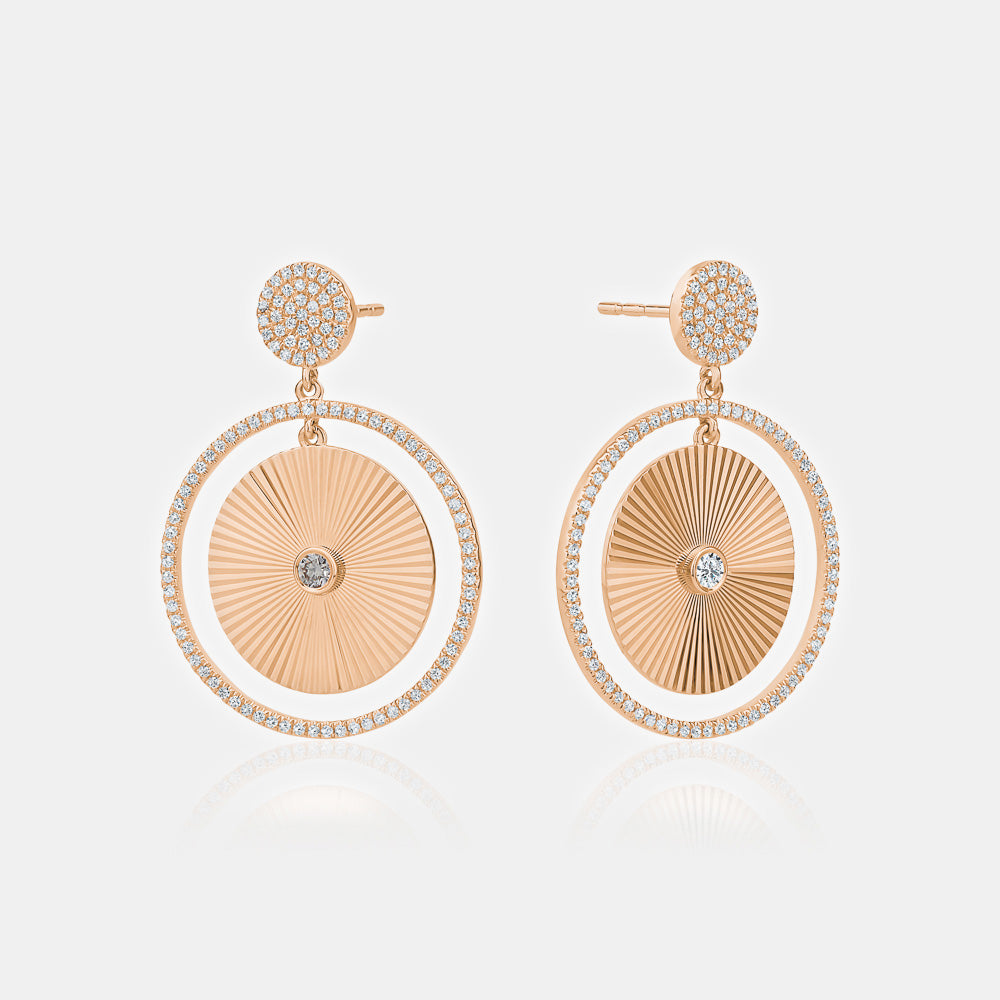 Fluted Diamond Disc Earrings