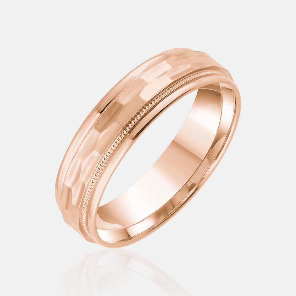 Hexagonal Milgrain Edge Wedding Band