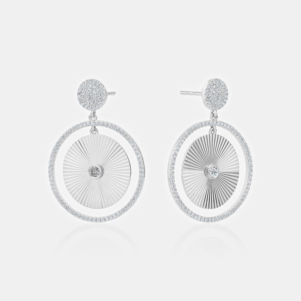Fluted Diamond Disc Earrings