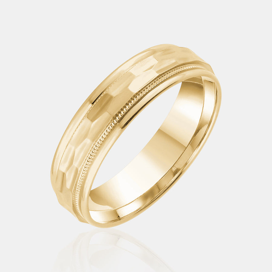 Alliance hexagonale 14K à bordure millegrain