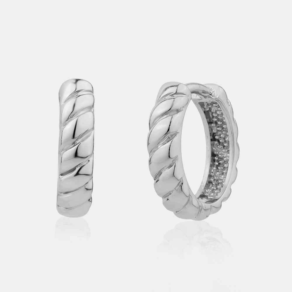 Braided Huggies - 10K White Gold