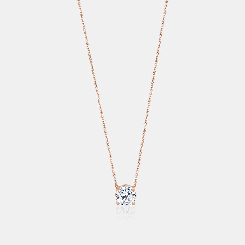 Lab Grown Floating Solitaire Necklace - 14K Rose Gold