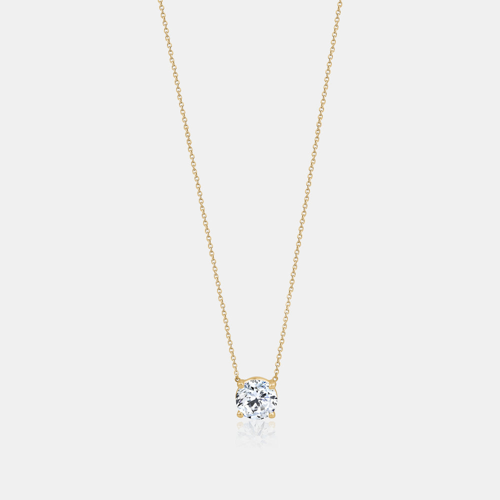 Lab Grown Floating Solitaire Necklace - 14K Yellow Gold