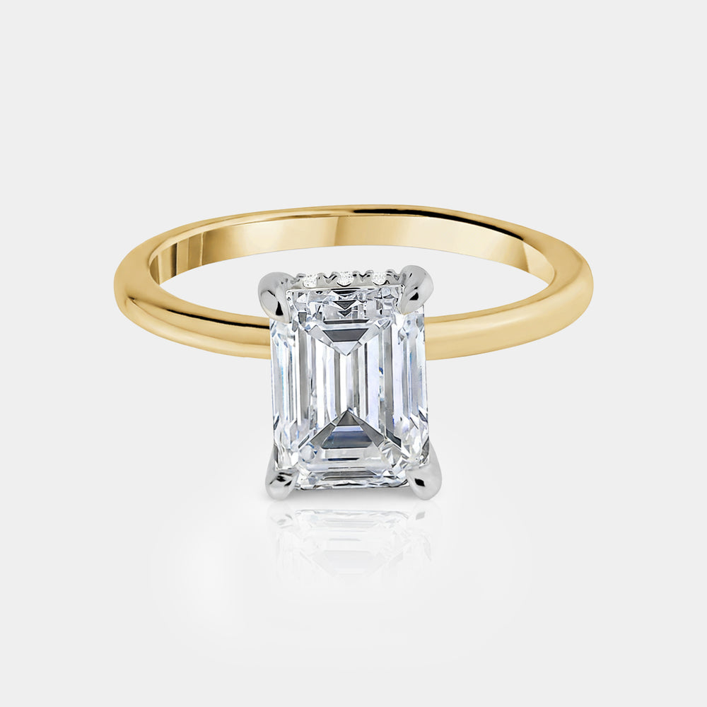 2.52ct Emerald Cut Lab Engagement Ring - 14K Yellow Gold