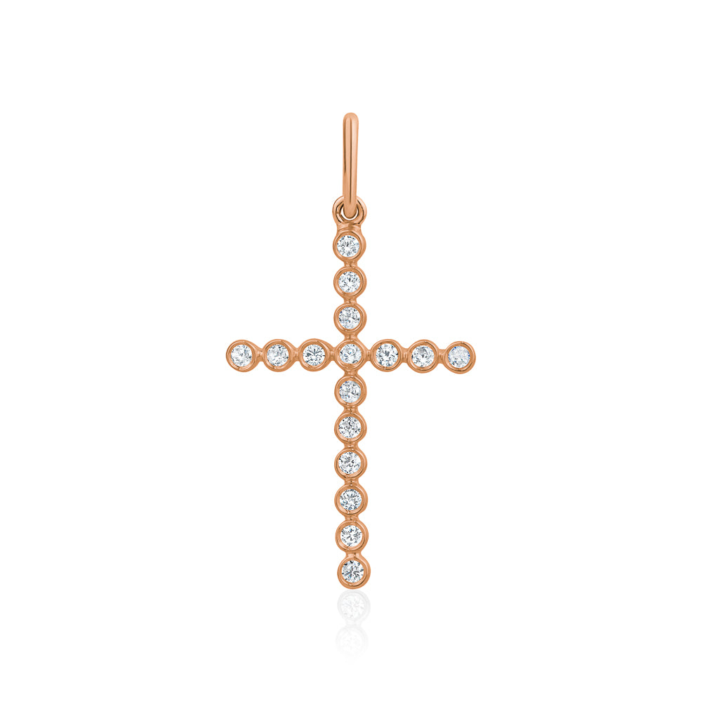 Mini Diamond Milgrain Bezel Cross Charm