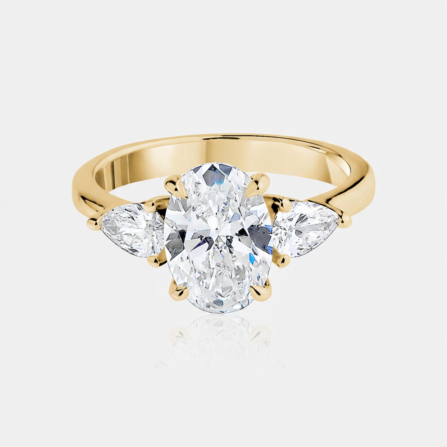 2.00ct Oval Lab Diamond Three Stone with Pears