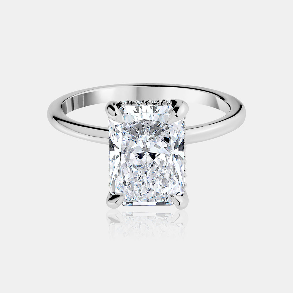 3.00ct Radiant Cut Lab Engagement Ring - 14K White Gold