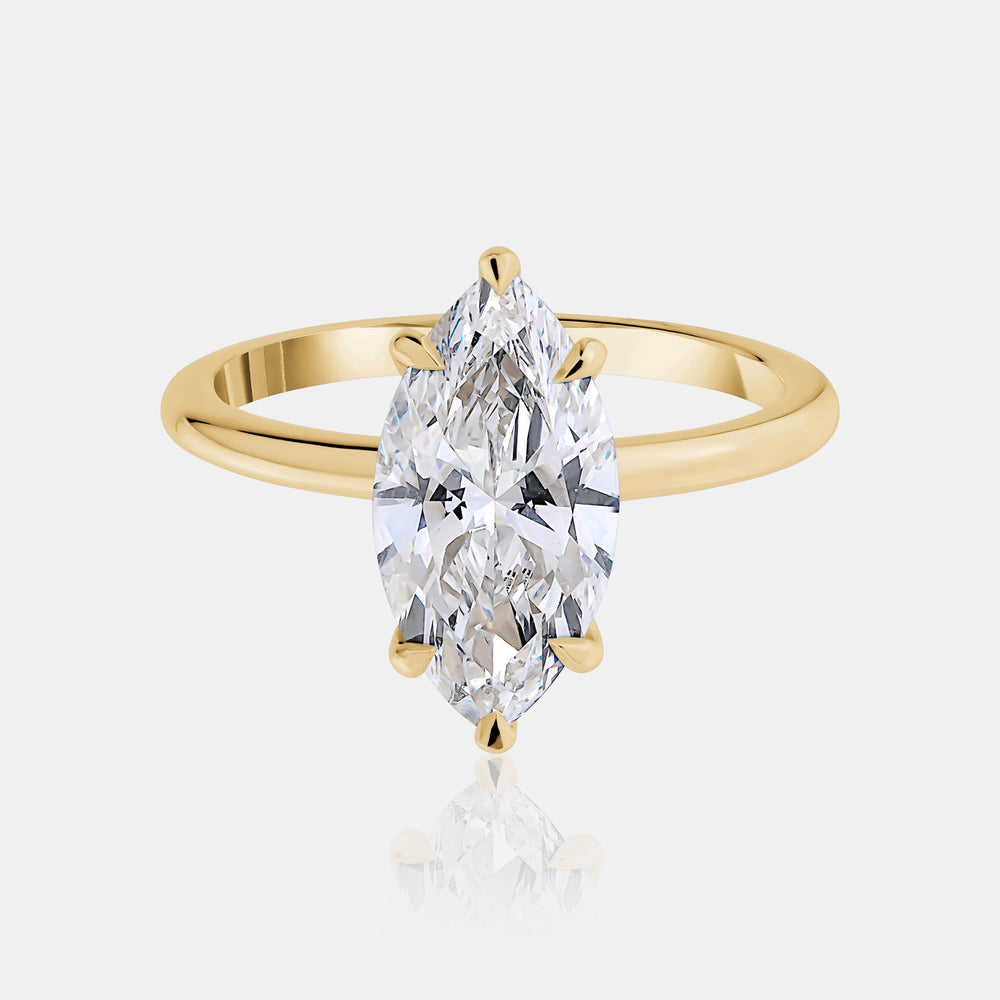 2.50ct Marquise Lab Diamond Ring - 14K Yellow Gold