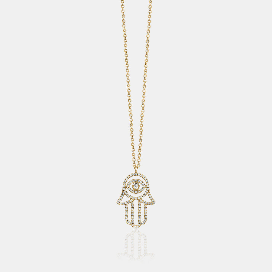 Collier Hamsa en diamant
