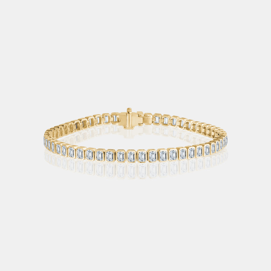 Lab Grown Bezel Emerald Cut Bracelet