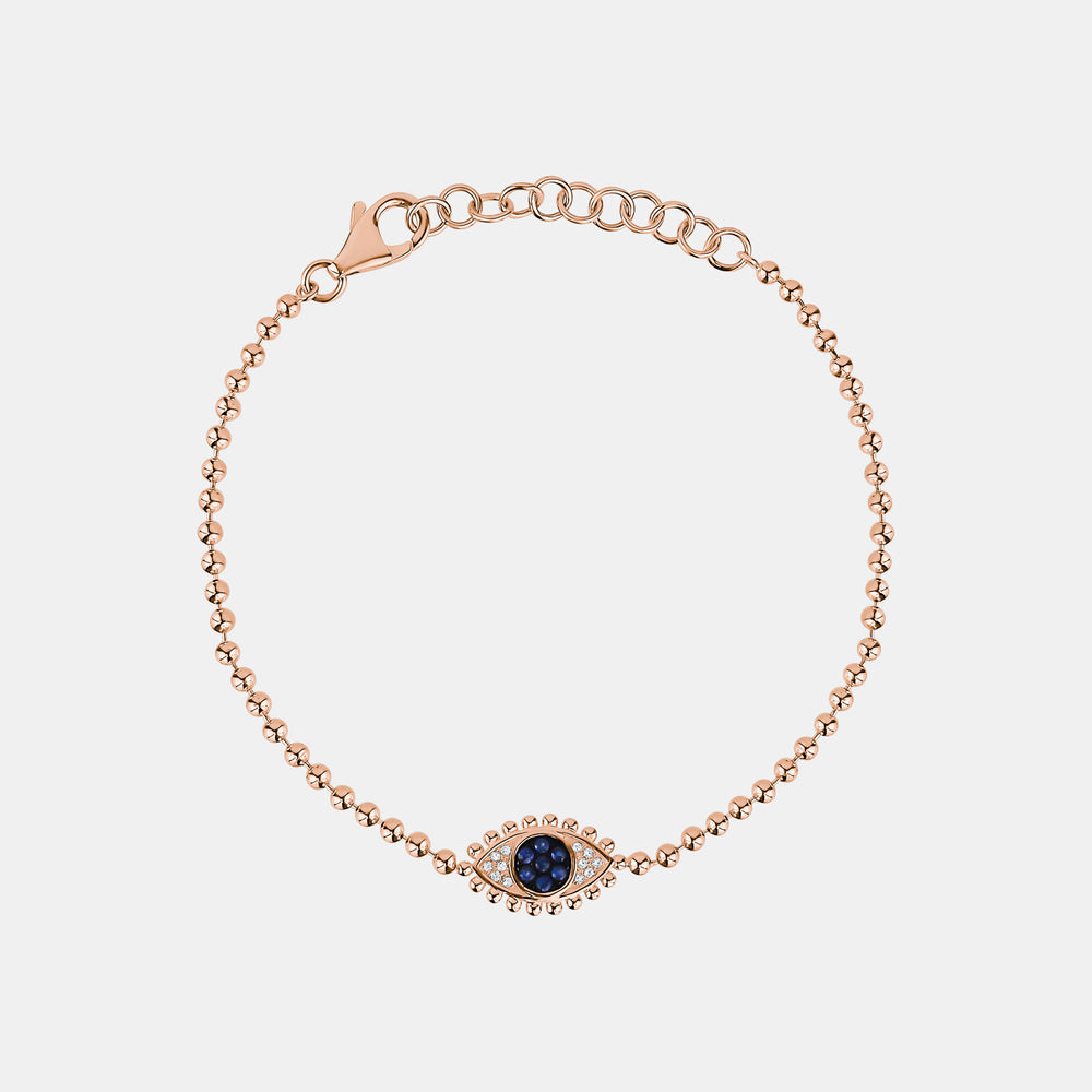 Beaded Evil Eye Bracelet - 14K Rose Gold