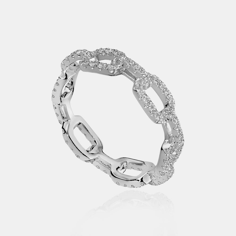 Diamond Wide Link Ring