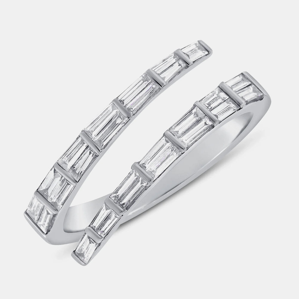 Diamond Baguette Wrap Ring - 14K White Gold