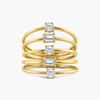 Bague à 5 rangs en forme de rond et d'émeraude
