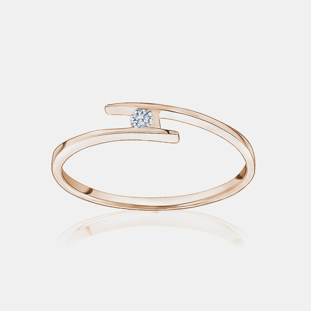 Bague Empilable à Diamant Unique
