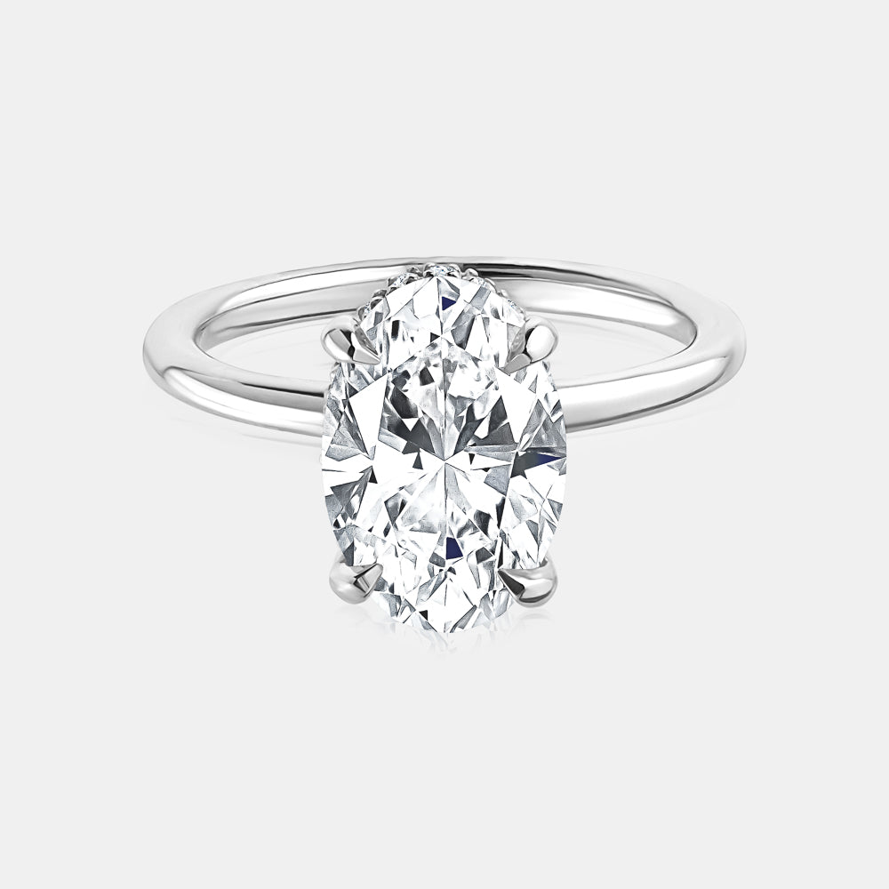 LAB GROWN OVAL ENGAGEMENT RING WITH HIDDEN HALO