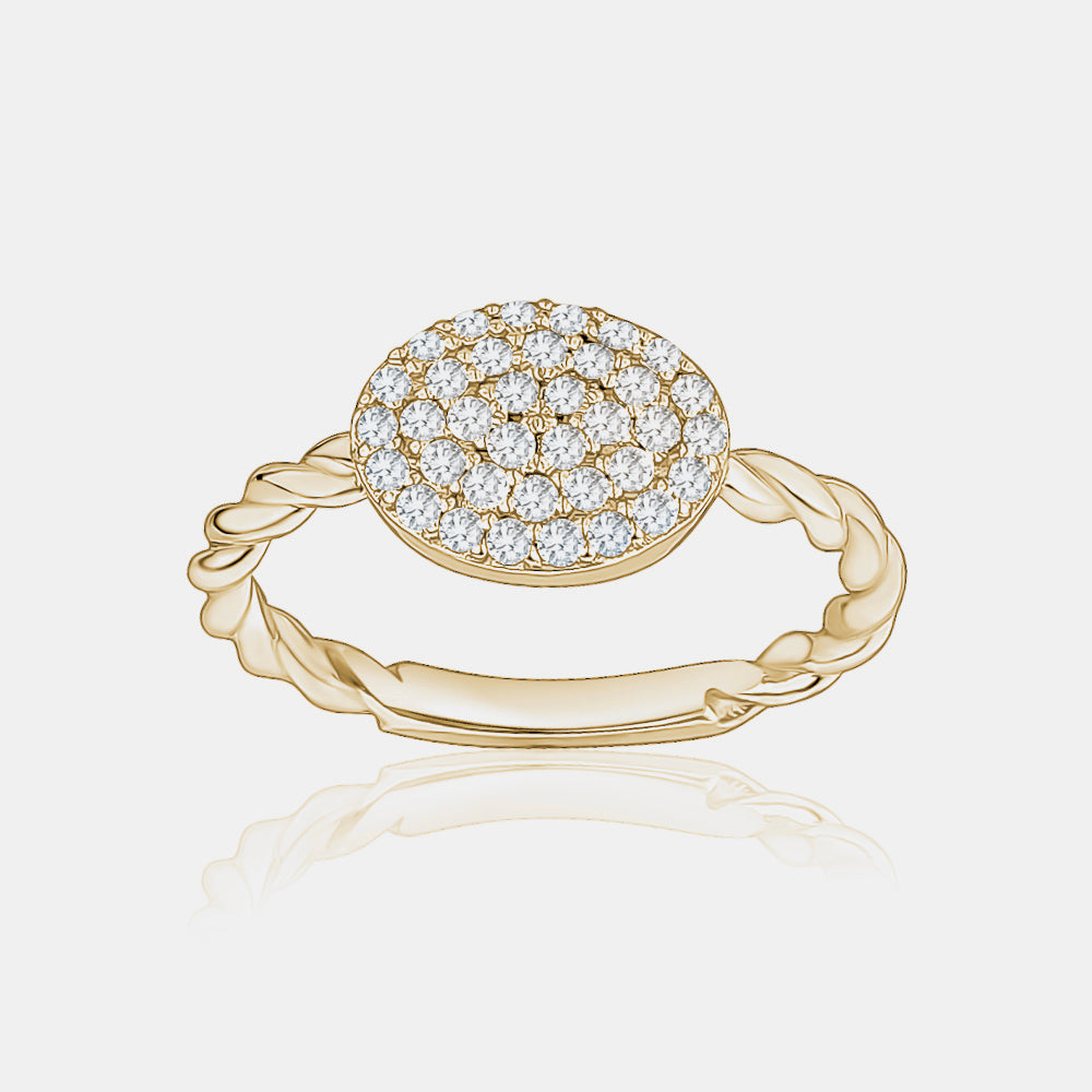 Twisted Diamond Oval Ring