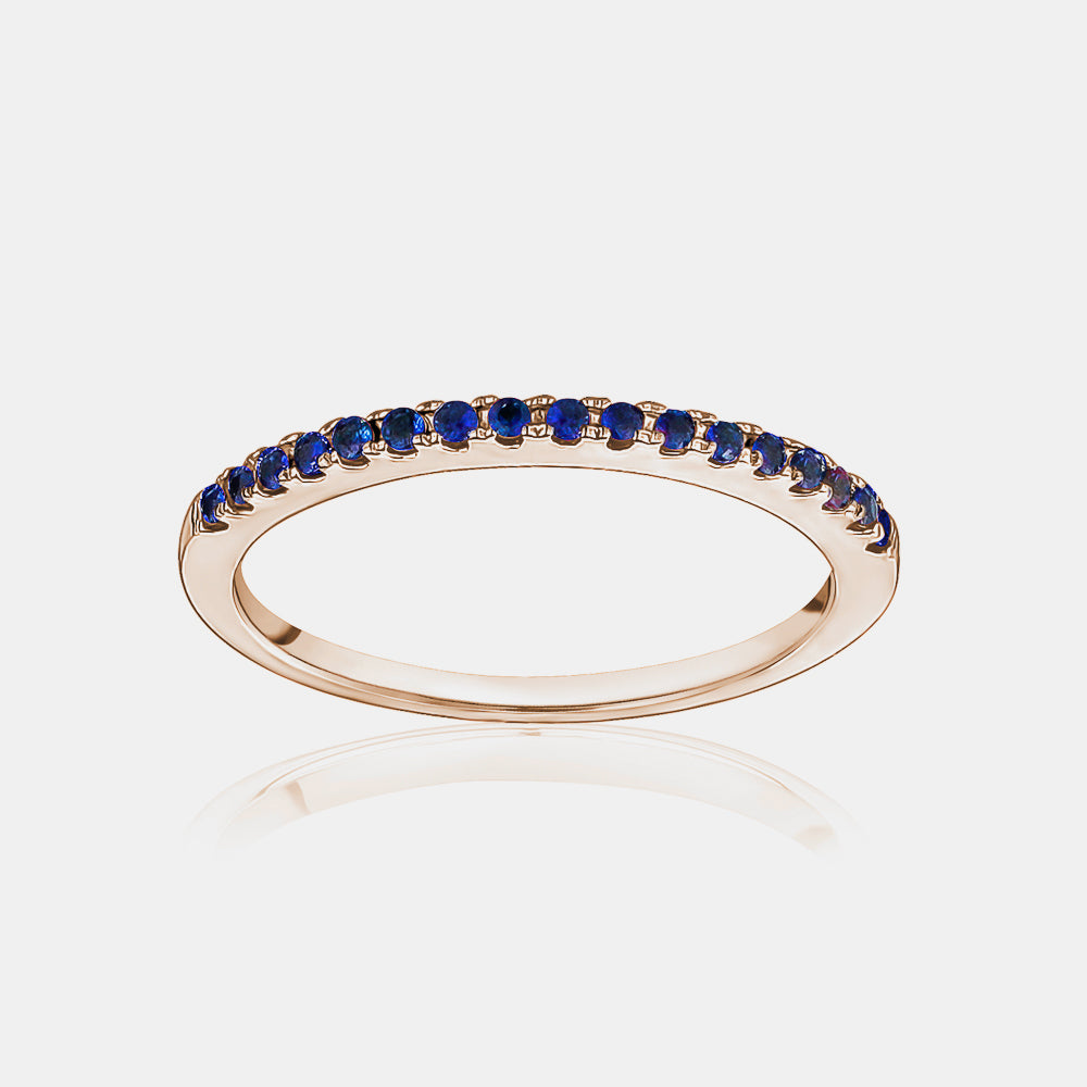 Bague Saphir Bleu Pavé Empilable
