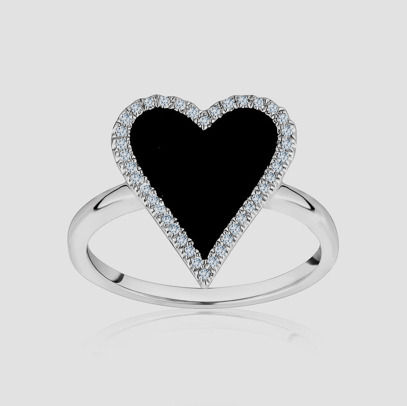 Black Diamond Heart Ring