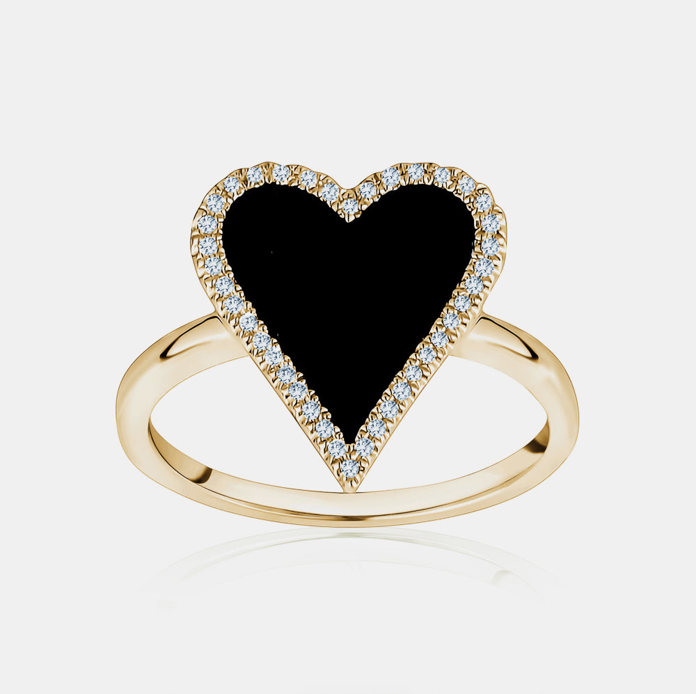 Bague de Coeur en Diamant Noir 