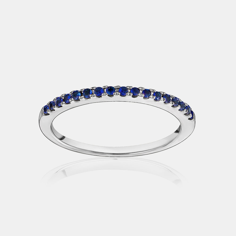 Bague Saphir Bleu Pavé Empilable