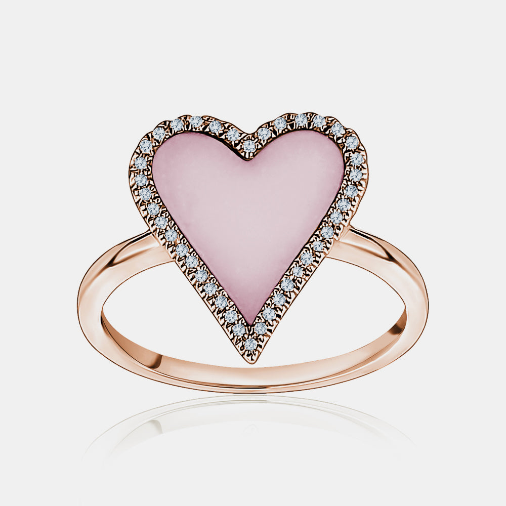 Pink Diamond Border Heart Ring