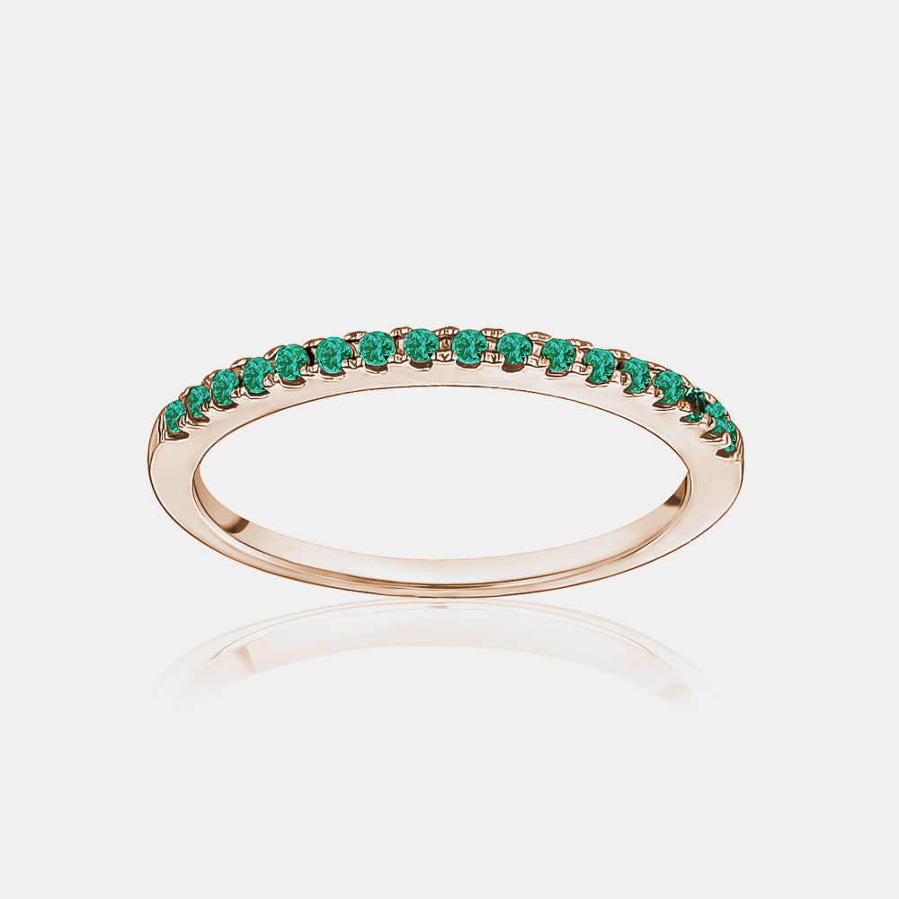 Stackable Pavé Green Emerald Ring