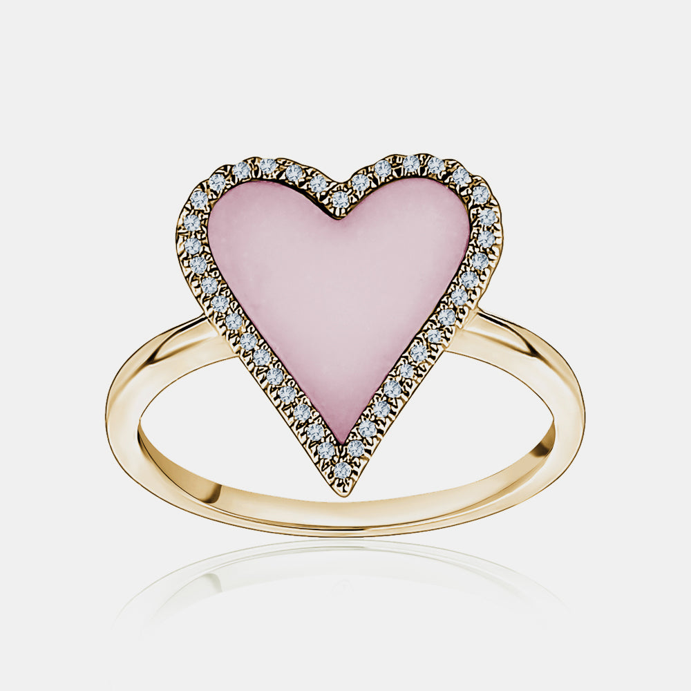 Bague de Coeur Rose en Diamant