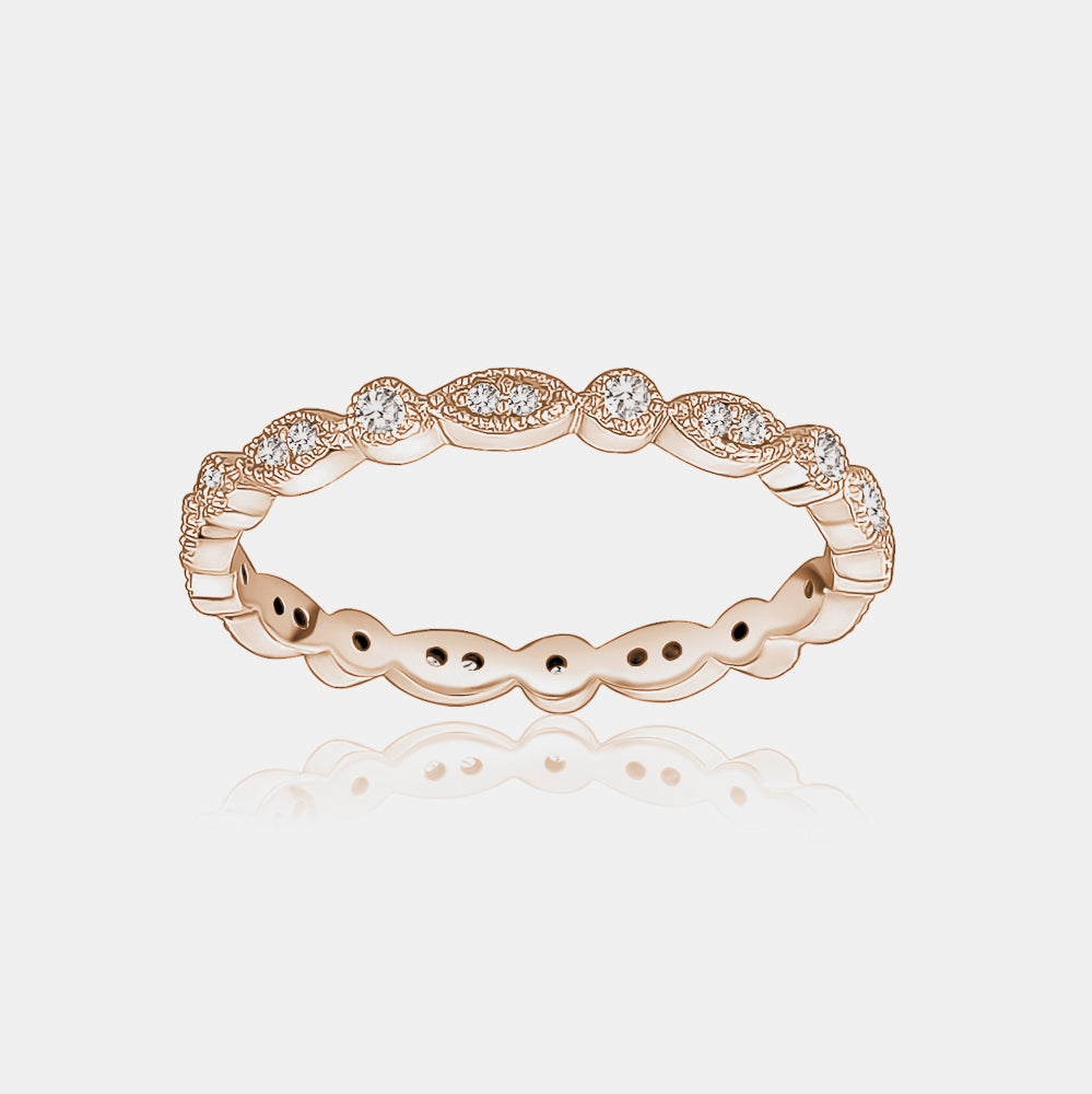Marquise and Round Diamond Ring - 14K Rose Gold