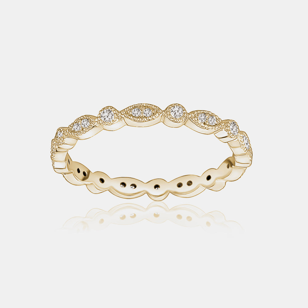 Marquise and Round Diamond Ring - 14K Yellow Gold