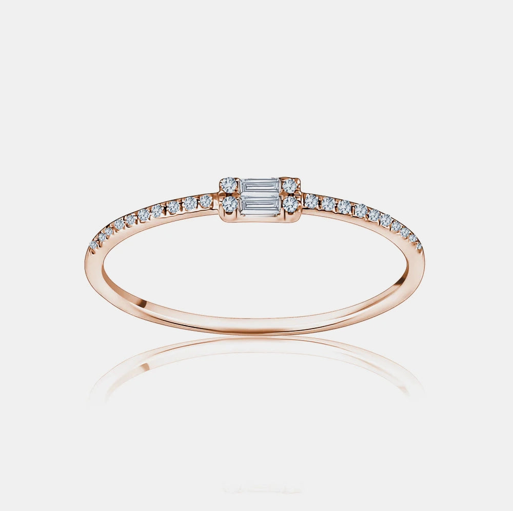 Double Horizontal Diamond Baguette Stackable Ring