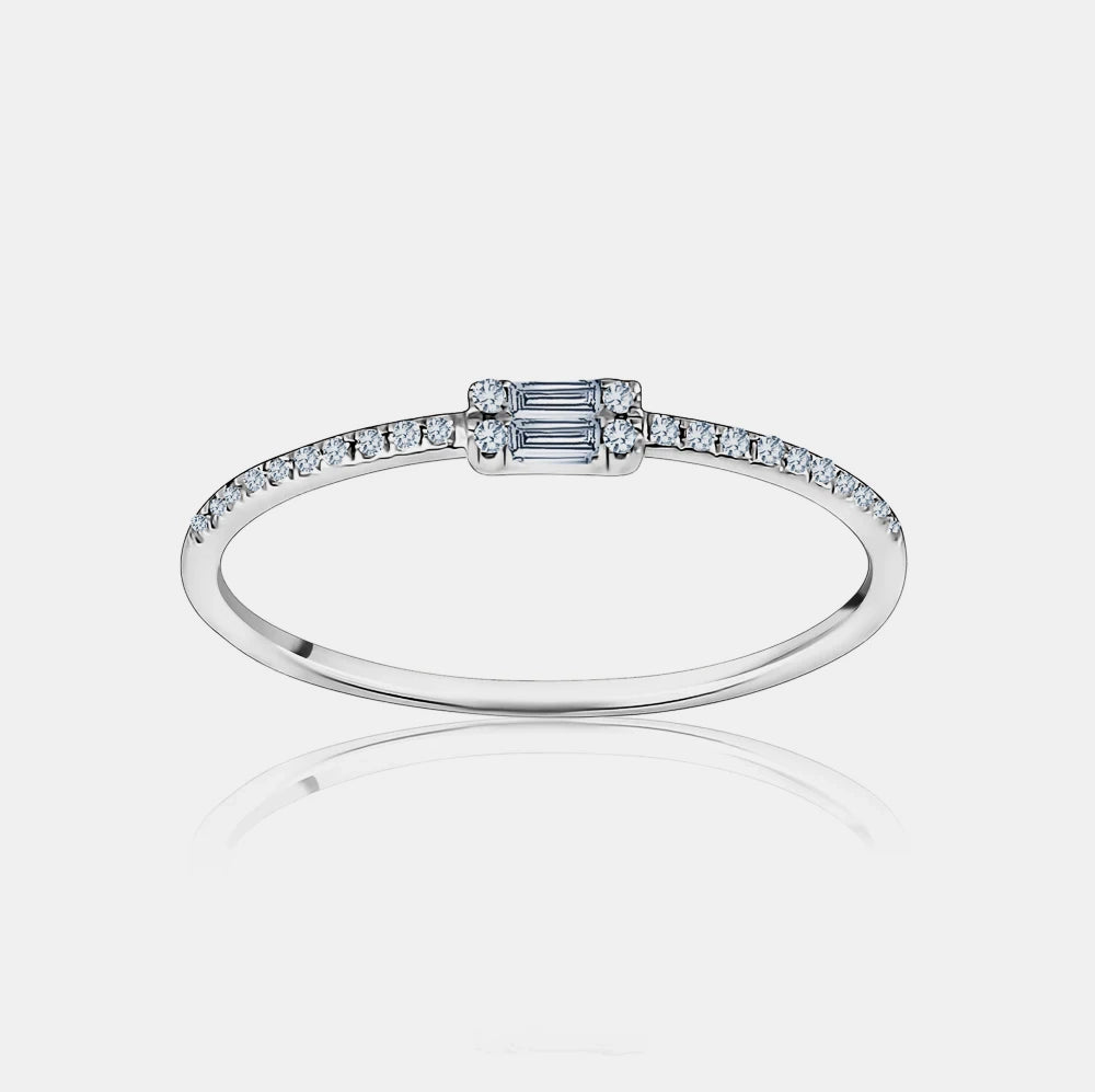Double Horizontal Diamond Baguette Stackable Ring