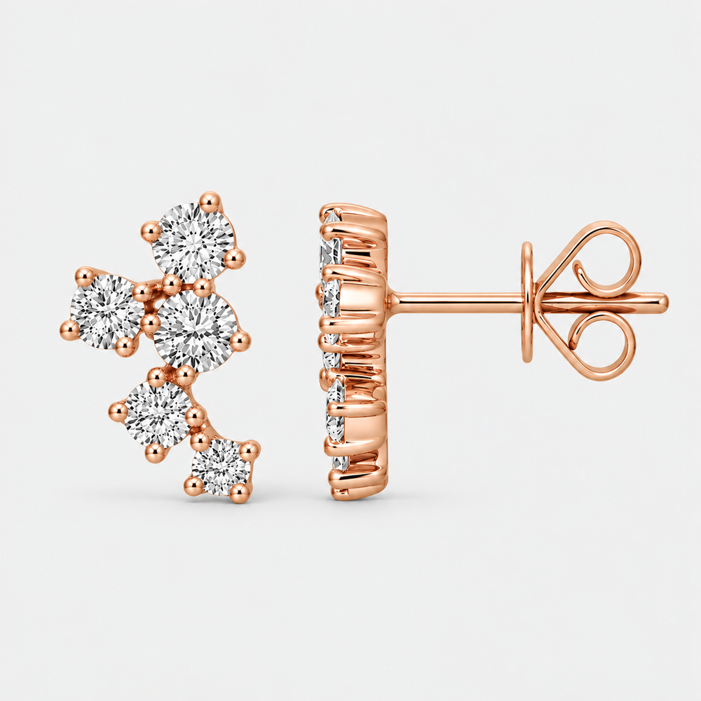 Diamond Constellation Stud Earrings - 14K Rose