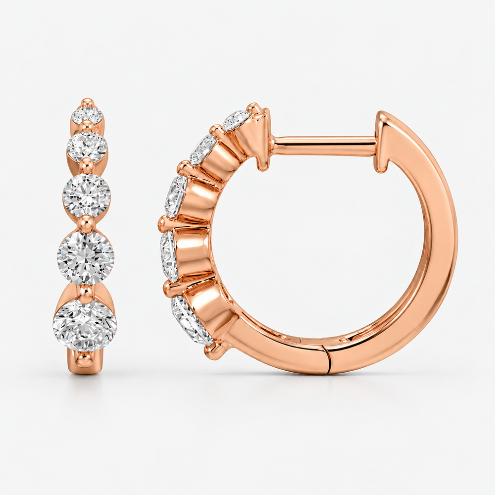 Graduated Lab grown Diamond Huggies - 14K Rose Gold