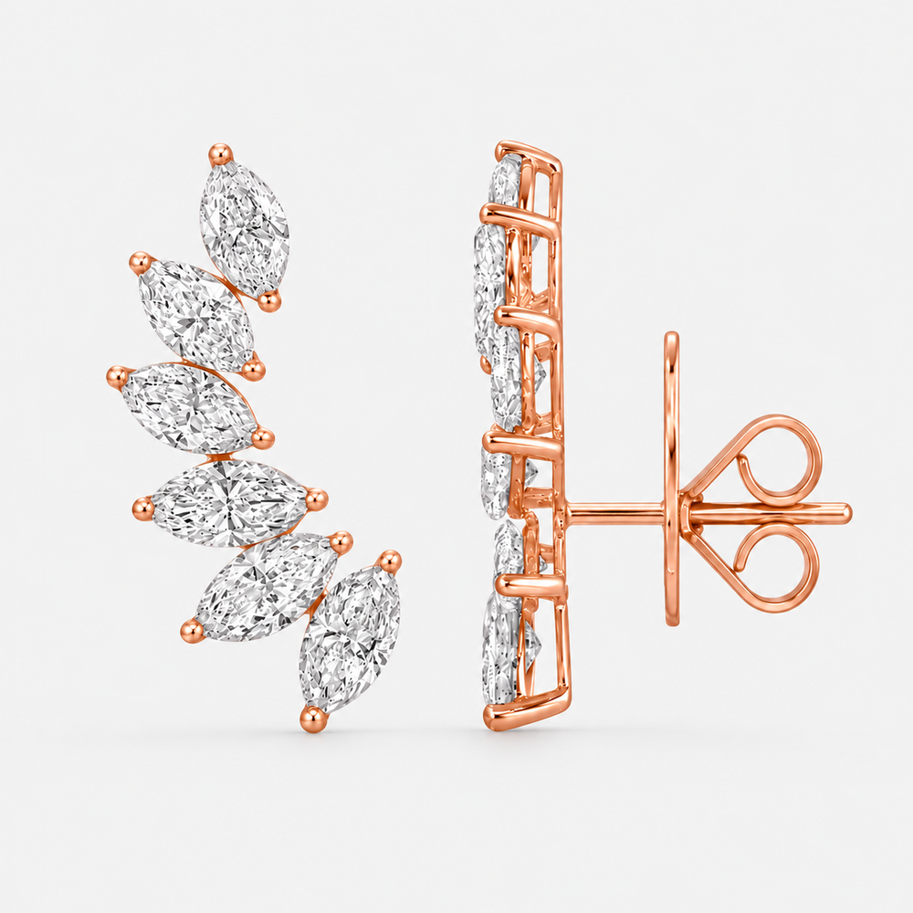 Marquise Diamond Vine Earrings - 14K Rose Gold