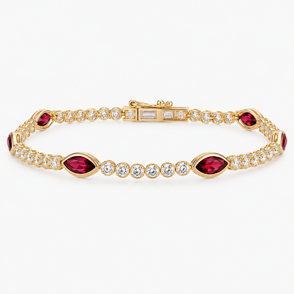 The Ruby Royale Bracelet - 14K Yellow Gold